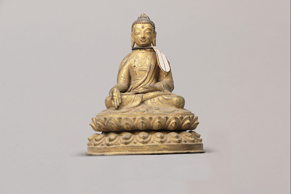 11佛像-16世纪铜鎏金宝生佛像
