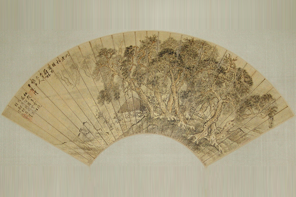 绘画-清朱沄水墨山水折扇面镜心