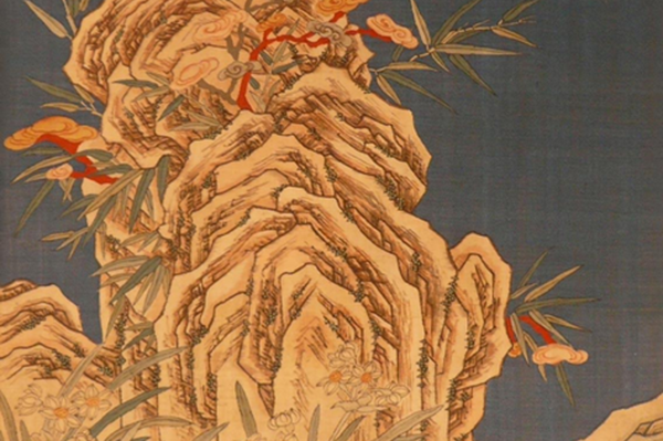 缂绣-清缂丝灵仙祝寿图轴