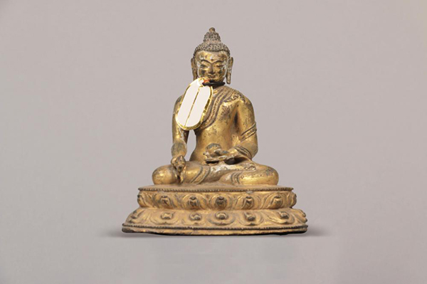 佛像-15世纪铜鎏金药师佛像
