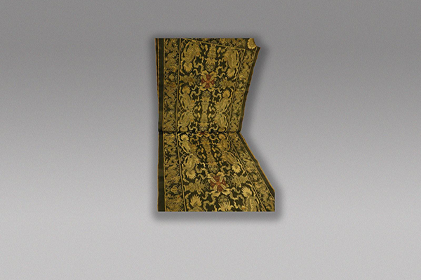 10丝织品-清赭石地狮纹织锦