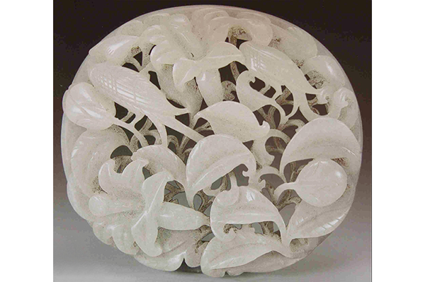 2玉器-元花鸟纹白玉饰件